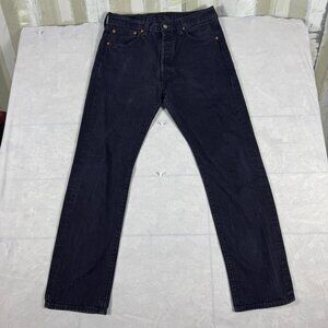 Levi’s 501 Mens Straight Leg Jeans Black Denim 5-Pocket Outdoor Size 33x32